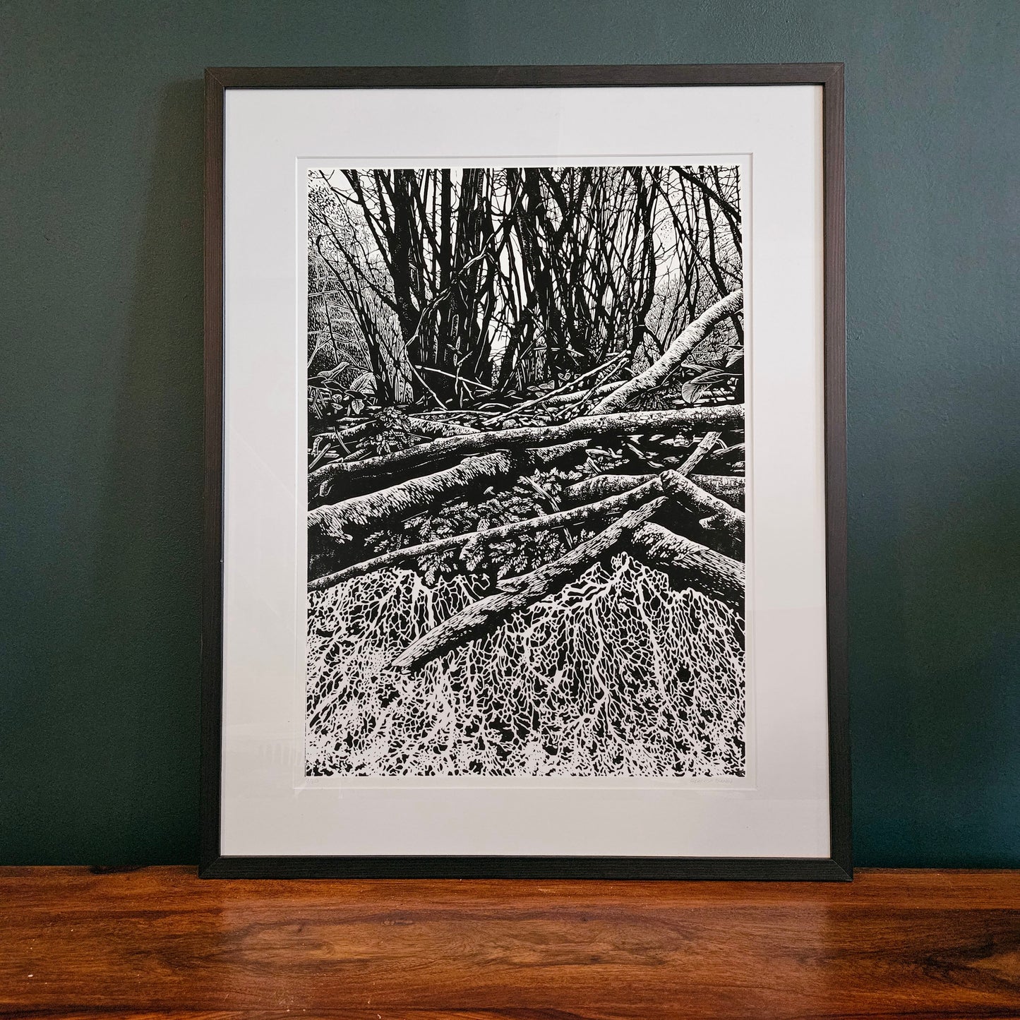 Beneath The Surface linocut on white