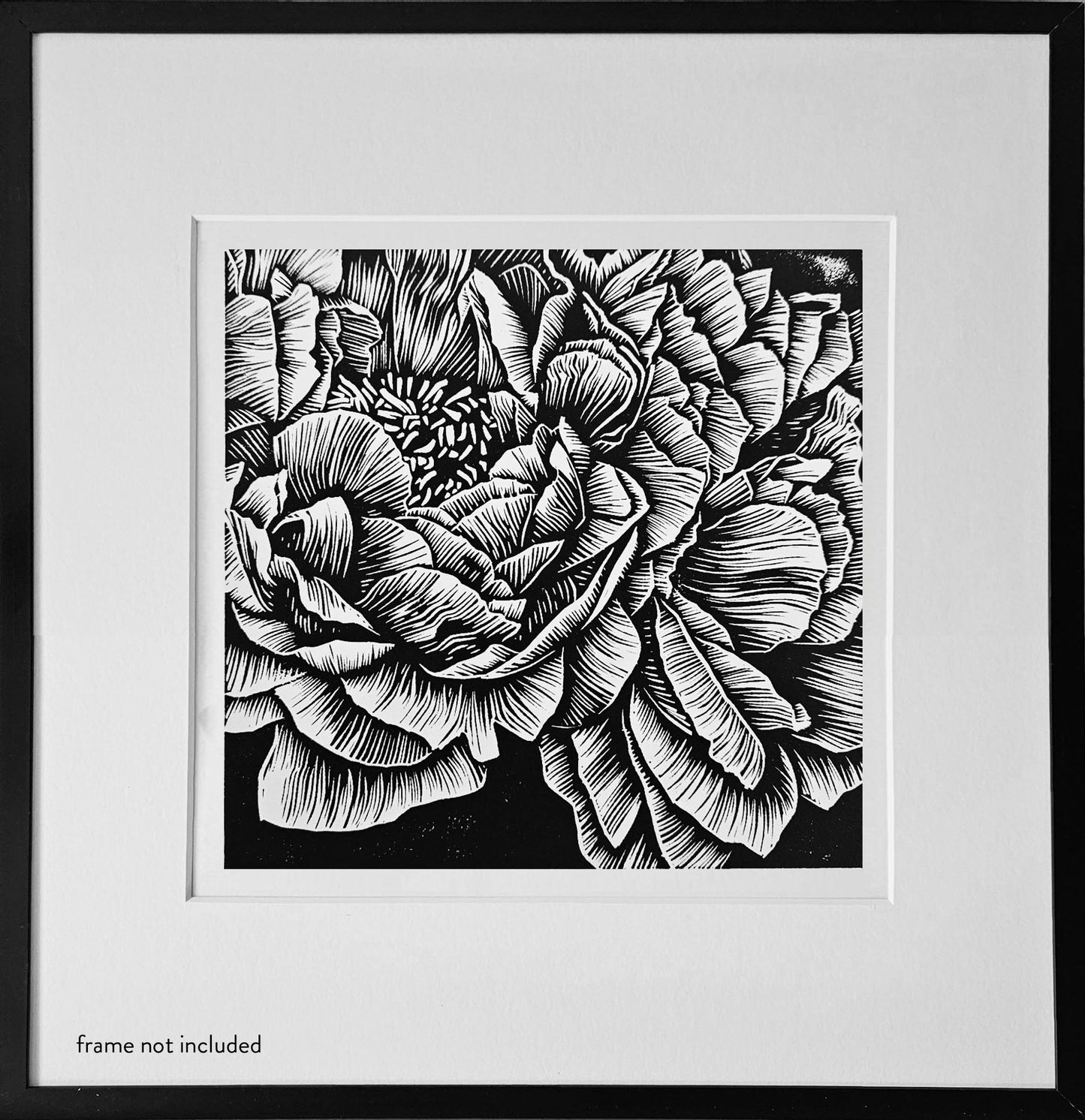 Bunch of Peonies II linocut