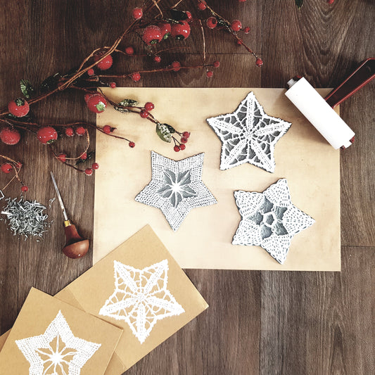Festive linocut cards
