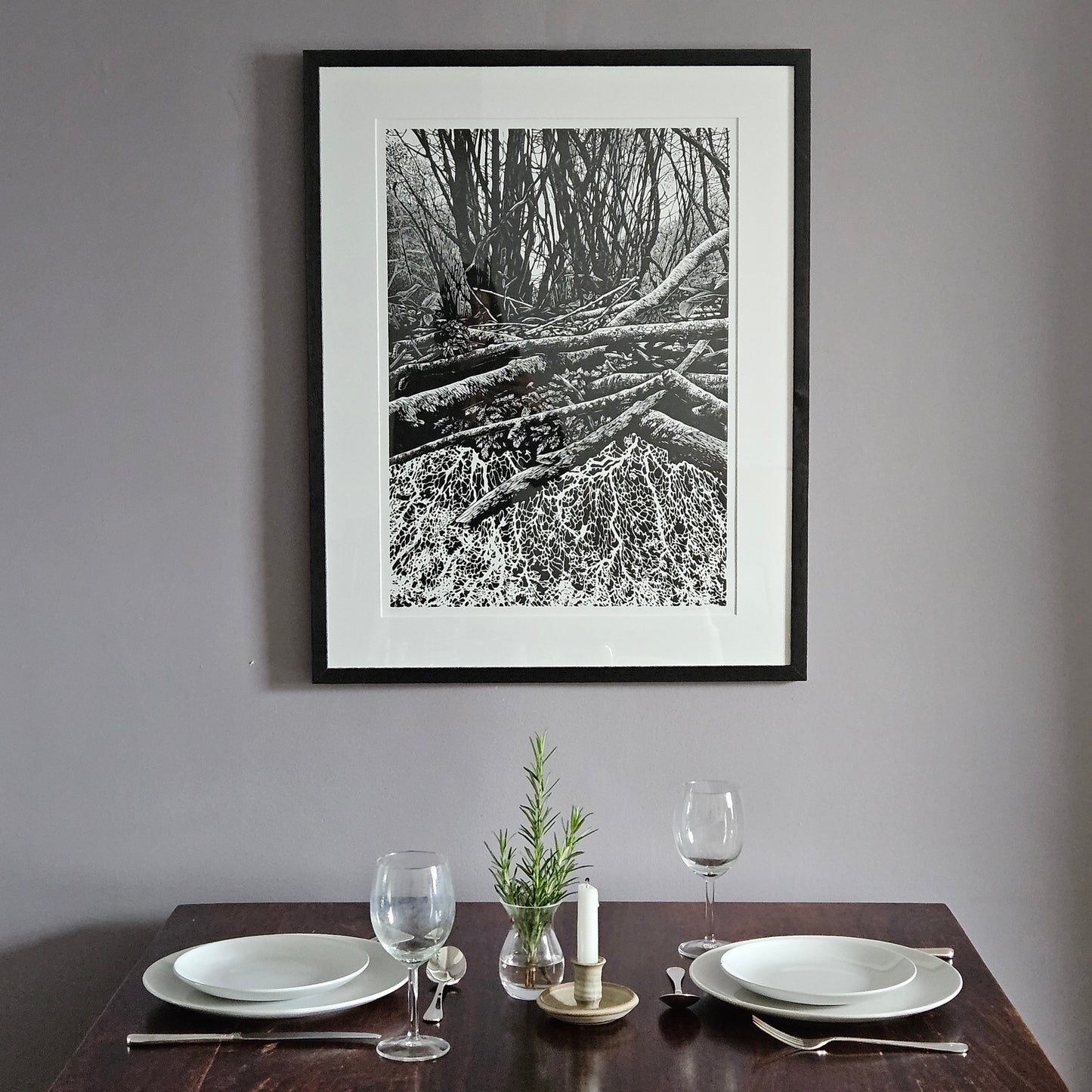 Beneath The Surface linocut on white