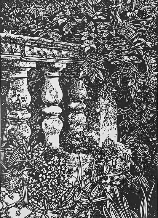 Cascade linocut