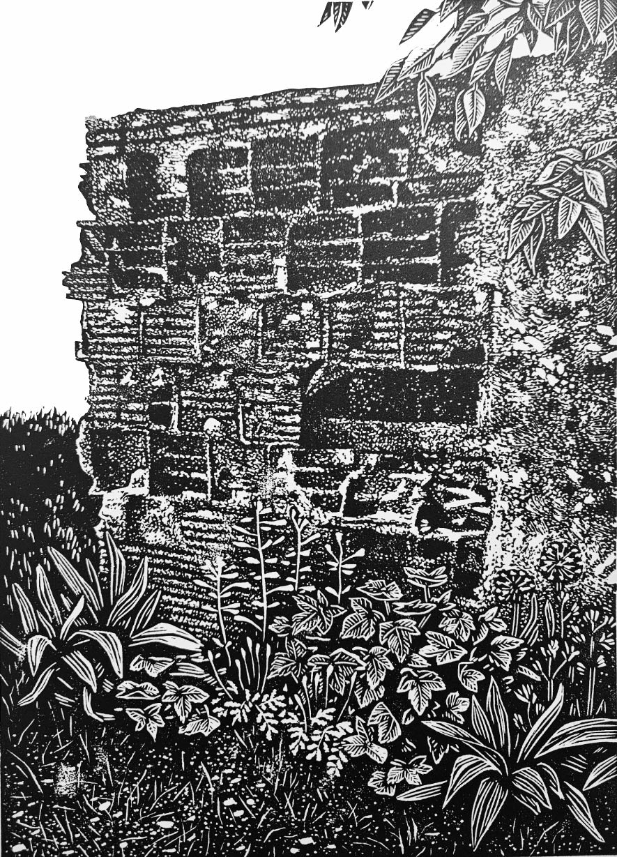 Soft Ruin linocut