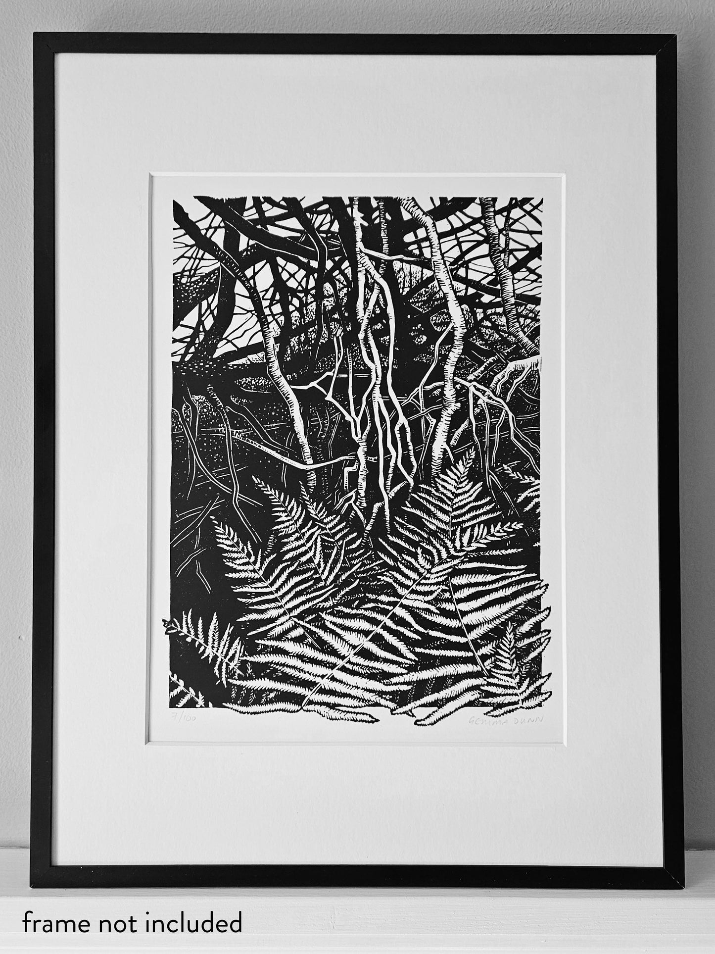 Forest and Ferns linocut