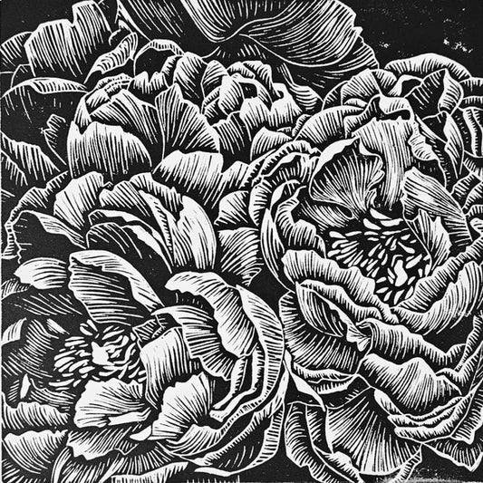 Bunch of Peonies I linocut