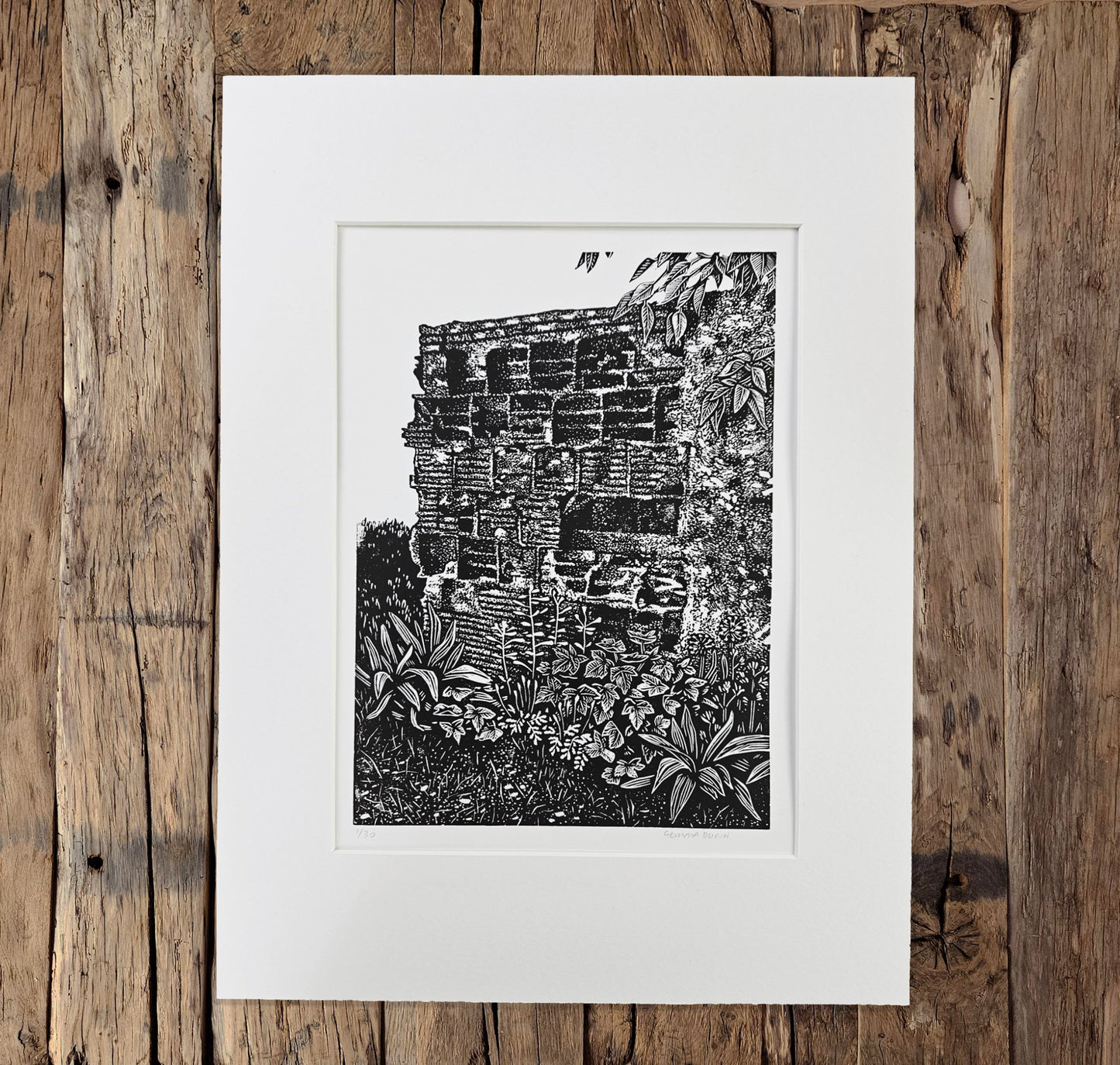 Soft Ruin linocut